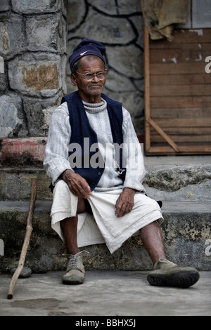Pokhara, Nepal; Senior man at an 'aged shelter' Stock Photo