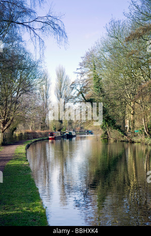 UK, England, London, Grand Union Canal near South Harefield in the Wintertime Stock Photo