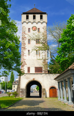 The St. Johanns Gate (Sankt Johanns Tor, St. Johanns Tor) with it's tower in Basel, Basel City, Switzerland . Stock Photo