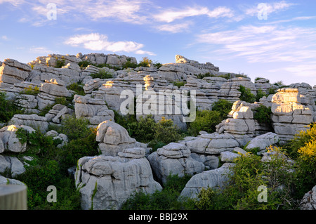 Limestone rock formations in El Torcal nature reserve Andalucia Spain Stock Photo