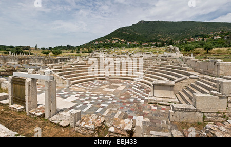 The Ekklesiasterion, assembly hall, at Ancient Messene (Ithomi) Messinia, Southern Peloponnese, Greece Stock Photo