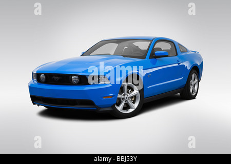 2010 Ford Mustang GT Premium in Blue - Front angle view Stock Photo