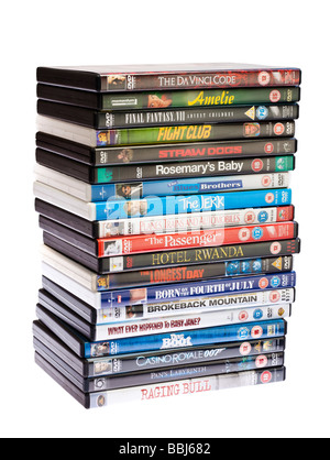 Stack of DVDs on white Stock Photo
