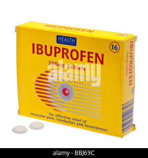 Ibuprofen packet and tablets Stock Photo