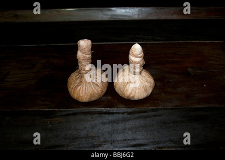 herbal bags or Kizhi used for ayurveda massage, ayurvedic treatment, kerala India Stock Photo