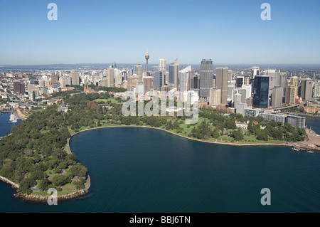 Farm Cove Royal Botanic Gardens and CBD Sydney New South Wales Australia aerial Stock Photo