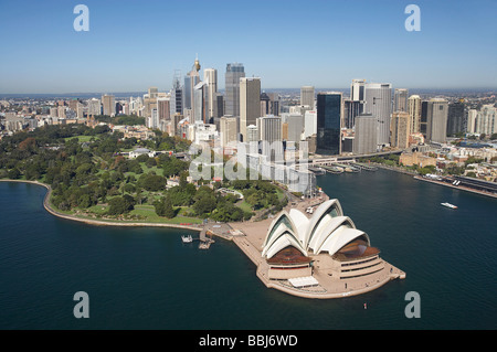 Sydney Opera House Royal Botanic Gardens CBD and Circular Quay Sydney New South Wales Australia aerial Stock Photo