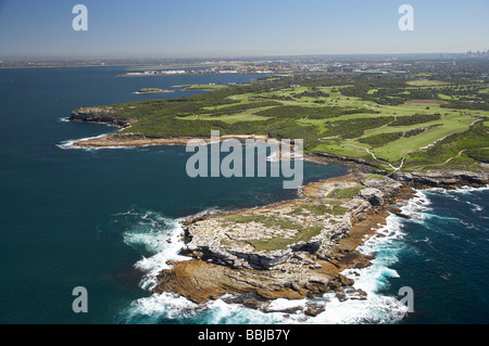 Cape Banks and New South Wales Golf Course at Entrance to Botany Bay Sydney New South Wales Australia aerial Stock Photo