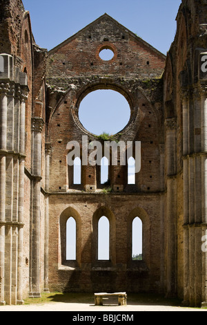 inside the ruins of San Galgano Abbey Stock Photo