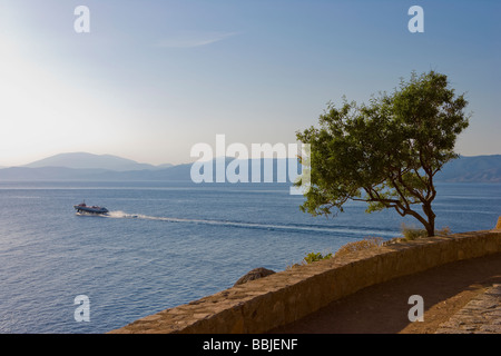 Hydrofoil Fying Dolphin seen from the island of Hydra (also known at Idra) in the Saronic Gulf in the Greek Isands Stock Photo