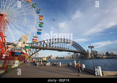 Ferris Wheel Luna Park and Sydney Harbour Bridge Sydney New South Wales Australia Stock Photo