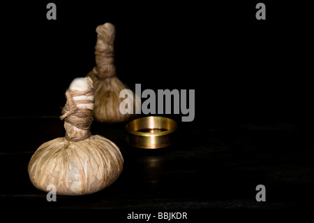 herbal bags or Kizhi used for ayurveda massage, ayurvedic treatment, kerala India Stock Photo