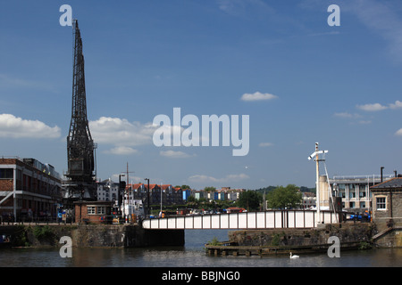 Prince Street swing bridge, Bristol harbourside, Bristol, England Stock Photo