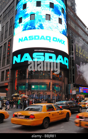 Times Square and the Nasdaq exchange New York NY USA Stock Photo