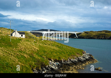 The Scalpay Bridge viewed from the island of Harris connecting the island of Scalpay with Harris in the outer Hebrides Scotland Stock Photo