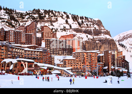 View of the central part of the ski resort of Avoriaz in the french Alps of the Haute-Savoie France Stock Photo