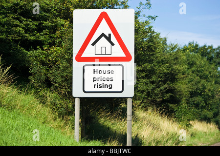 Concept sign showing House prices rising, England UK Stock Photo