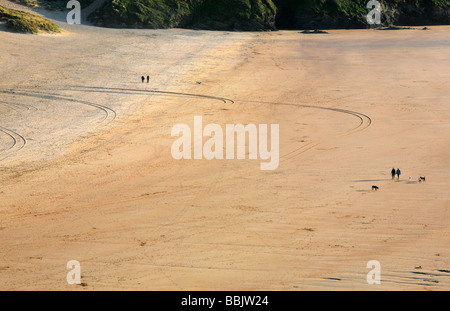 View overlooking Crantock Beach, near Newquay, Cornwall, England. Stock Photo