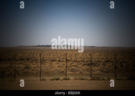 Distant view of 'The Negev Nuclear Research Center'  Israel's nuclear power plant near the city of Dimona in the Negev desert southern  Israel Stock Photo