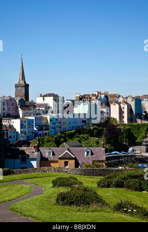 A view of Tenby, Pembrokeshire taken from Castle hill Stock Photo