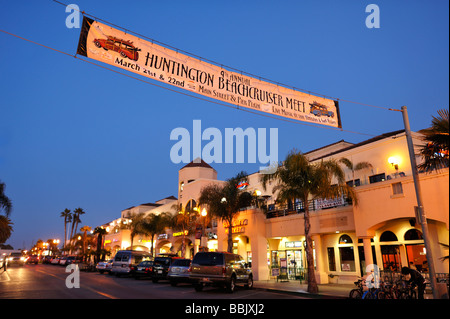 Restaurants and bars on Main Street, Huntington Beach CA Stock Photo