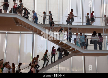 CHICAGO Illinois Visitors on stairs in Griffin Court lobby of Modern Wing addition to Art Institute museum Stock Photo