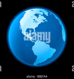 Blue globe against a black background. Stock Photo