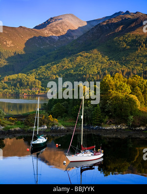 Yachts at anchor in Bishops bay, Loch Leven, Lochaber, Scotland. Stock Photo