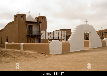 USA New Mexico Taos Pueblo catholic church Stock Photo