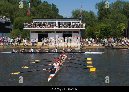 Oxford University Rowing Clubs Eights Week the club house rowing races on the River Isis actually River Thames Oxfordshire 2009 2000s HOMER SYKES Stock Photo