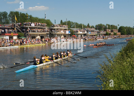 Oxford University Rowing Clubs Eights Week the club house rowing races on the River Isis actually River Thames Oxfordshire 2009 2000s HOMER SYKES Stock Photo