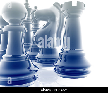 Chess set pieces illustration glossy chrome metal style Stock Photo