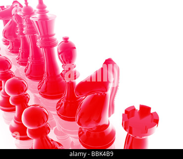 Chess set pieces illustration glossy chrome metal style Stock Photo