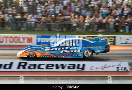 Jet Car fireforce 3 driven by Martin Hill at the FIA European Drag Racing Championship at Santa Pod, England. Stock Photo