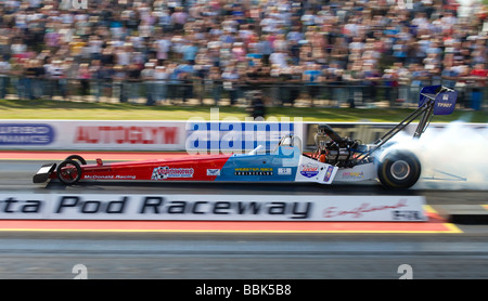 Top fuel dragster driven by Jon Webster at the FIA European Drag Racing Championship at Santa Pod, England. Stock Photo