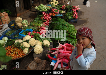 Nepalese girl in a street market of Kathmandu, NEPAL Stock Photo