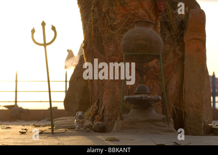 Hindu holy place on Ganges river. Varanasi, India. Stock Photo