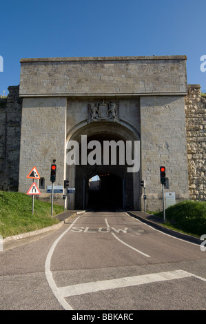 The entrance to HMP The Verne on the Isle of Portland in Dorset, England. Verne Prison is a Category C facility for adult males. Stock Photo