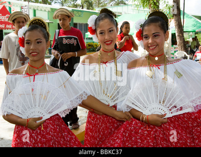 Panama.Young people with traditional costumes in the fair of David.