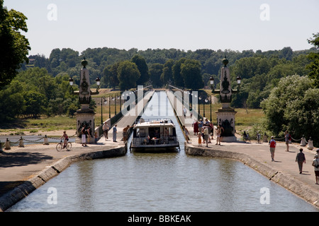 Briare France: Pont Canal Iron Aqueduct across the River Loire. Stock Photo