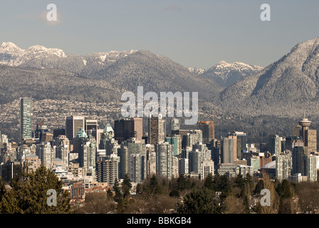 A high angle view of Vancouver's downtown in winter. Stock Photo