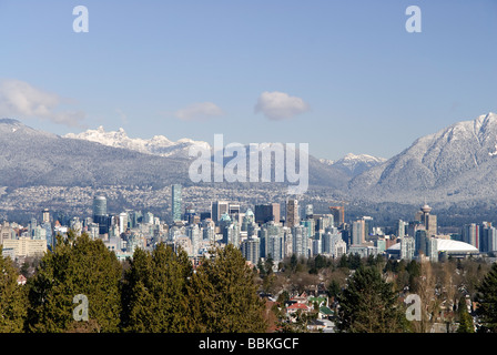 A high angle view of Vancouver's downtown in winter. Stock Photo