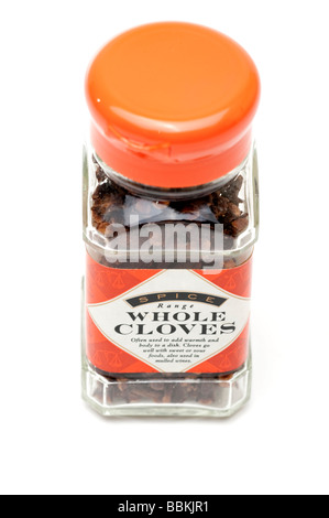 Small glass jar of Whole Cloves Stock Photo