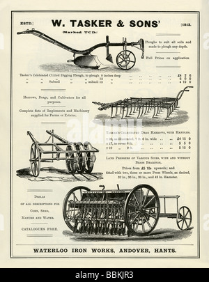 Advertisement in a Victorian mail-order catalogue for agricultural implements, Tasker & Sons, Andover, Hampshire Stock Photo
