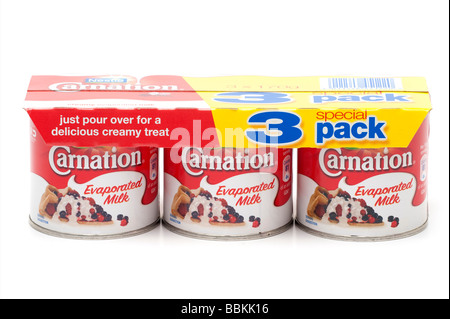 Three special pack of tinned "Carnation Evaporated Milk" Stock Photo