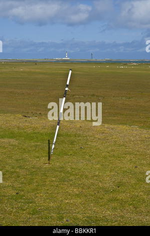 dh Linklet Bay NORTH RONALDSAY ORKNEY Putting green pole on golf course links hole flag Stock Photo