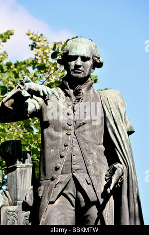 Statue of Gaspard Monge, Monge square, Beaune, Cote d' Or, Burgundy, France, Europ Stock Photo
