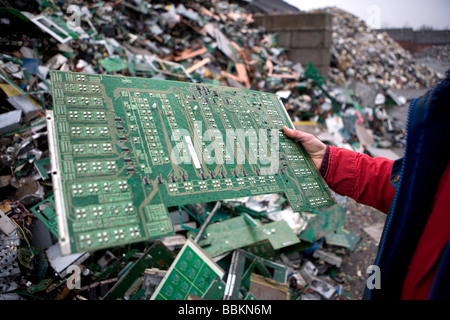 Reclycling of computer parts All municipalities in The Netherlands are required to provide known collection points for recyclable and or hazardous materials All types of separated trash can be accepted here for free or a small sum depending on type of material green stuff and concrete bricks is usually free Some stores perform collection of chemicals paint batteries Dutch household waste recycling averages to 60 2006 Stock Photo