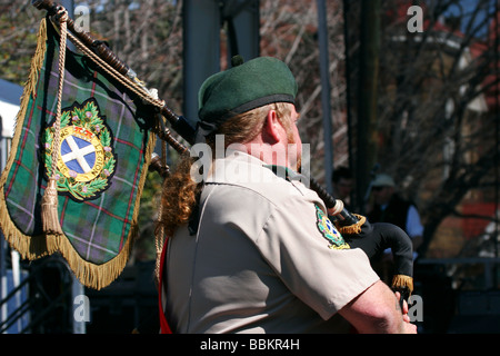 St. Andrews Legion pipes and drums band playing at Irish Folk Festival in Richmond, Virginia Stock Photo