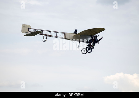 Ferte Alais Bleriot XI vintage airplane flying Stock Photo